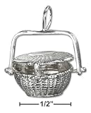 STERLING SILVER THREE DIMENSIONAL NANTUCKET BASKET CHARM WITH MOVABLE LID