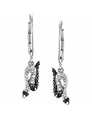 Sterling Silver Black Spinel and Diamond Snake Earrings -- LIFETIME WARRANTY