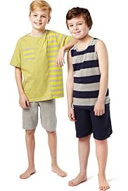 2 Pack Cotton Rich Multi-Striped Short Pyjamas