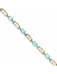 3.9 Carat 14K Gold Completed Open-Link Diamond/Blue Topaz Bracelet