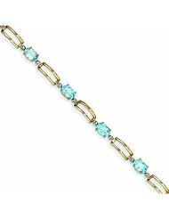 Genuine 14K Yellow Gold Completed Open-Link Diamond/Blue Topaz Bracelet 4 Grams Of Gold 100% Satisfaction Guaranteed.