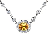 3.04 cts 925 Sterling Silver Genuine Oval Citrine Necklace LIFETIME WARRANTEE