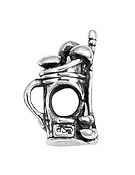 925 Sterling Silver Golf Bag Bead, For Chamilia, Pandora, Biagi, Personality, Reflections And More Charm Bracelets