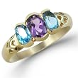 10 Karat Yellow Gold 1.00 carat total weight Oval Cut Amethyst, Swiss Blue Topaz Ring Size 5