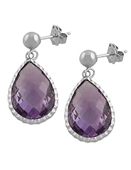 14 Karat White Gold Faceted Pear-shaped Amethyst Dangle Earrings