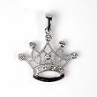 Sterling Silver Pendant - Crown - Clear Cubic Zerconia - 24mm Height