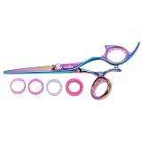 Shark Fin Hair Shears Professional Line Titanium Rainbow Right Handed Swivel Shear 6.25 Inches + Bella Via Hair Glitz Shimmering Hair Tinsel the Hottest Trend in Hair Accessories