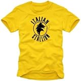 Coole Fun T-Shirts ITALIAN STALLION HENGST LOGO t-shirt, gelb/schwarz, Groesse: XL