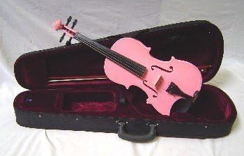 Crystalcello MV450PK 1/10 Size Violin with Carrying Case + Bow + Accessories - Pink Color