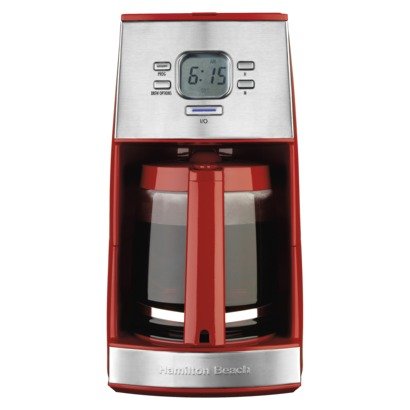 Hamilton Beach Ensemble 12-Cup Coffeemaker with Glass Carafe, Red Hamilton Beach Ensemble 12-Cup Coffeemaker with Glass Carafe, Red