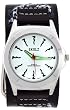 Electric Silver Marker Trendy Design Round Steel White Dial Punk Biker Wide White Blue Dragon Print Black Leather Band Wrist Watch
