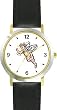 Angel In Flight No.2 - Cherub, Angel or Cupid Theme - WATCHBUDDY&reg; DELUXE TWO-TONE THEME WATCH - Arabic Numbers - Black Leather Strap-Size-Large ( Men's Size or Jumbo Women's Size )