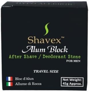 Shavex Alum Block After Shave, Deodorant Stone for Men with Plastic Case, Travel Size - 45g / 1.5 Oz by Shavex