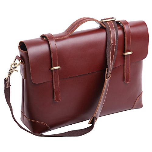 Leathario mens genuine leather briefcase laptop tote bags