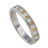 14K Two Tone Gold 1/2 ct. Princess Cut Machine Set Diamond Wedding Band