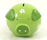 Piggy Bank, Hand Painted 4.5 Inch - Green