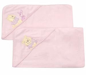 Winnie The Pooh 2 Pack Hooded Towels ~ Pink