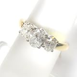 14K Two-Tone Gold Oval Cut Diamond Three-Stone Ring - 1.50 Ct.