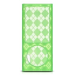 Premium Transparent Designer Crystal Hard Gel Skin Case for the Apple iPod Nano 5 5th Generation - Green Diamond Checkers Print