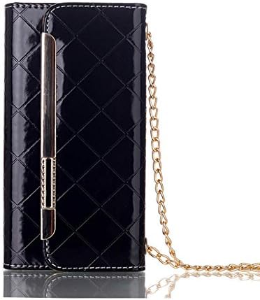 iPhone 6 case 4.7 Inch Dustproof Fashion Elegant Design Cellphone Pouch Protective Flip PU Leather Wallet with Bag Strap Case Cover for Apple iPhone 6 with Multiple ID Card Holders - Black
