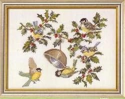 Eva Rosenstand Chickadee Holly 12-451 Cross Stitch Kit