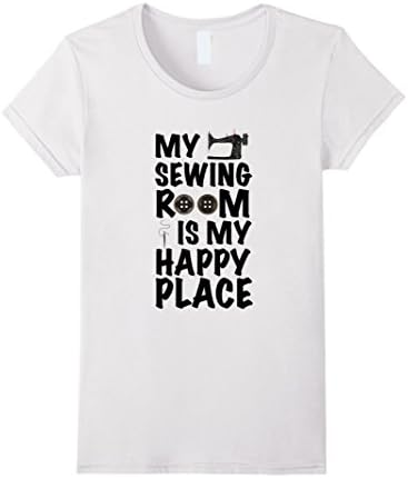 Women's My Sewing Room is My Happy Place - Premium Cotton T-Shirt Small White