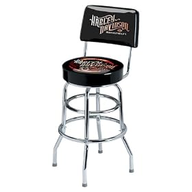 Harley-Davidson® Winged Wheel w/ Backrest Bar Stool