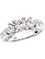 14K White Gold 2 ct & GH Diamond Ring Sz 6.75