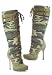 4.5 inch Canvas Camouflage Knee-High Lace-Up Boot Women's Size Shoe With Inner Zipper...