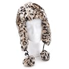 Ladies/Womens Leopard Print Faux Fur Thermal Trapper/Ski Hat with Pom Poms