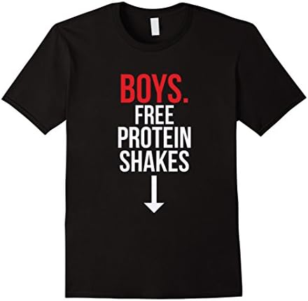 Men's Gay pride shirt: Boys free protein shakes T-shirt Medium Black