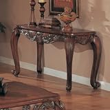 Sofa Table with Shell and Leaf Design Deep Brown Finish