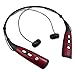 Rymemo 2016 Newest Design Universal Wireless Bluetooth 4.1 Music Stereo Sports Headset Headphones Vibration Neckband Style for Cellphone (Red-Black)