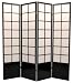 Unique Quality High End Design - 6ft. Zen Japanese Rice Paper Privacy Screen Room Divider - 4 Panel Black