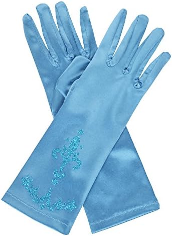XMYM Girl's Floral Print Anime Party Cosplay Costume Princess Gloves Accessories (Age 3-7 Blue)