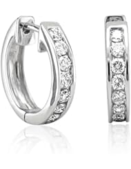 14k White Gold Hoop Huggies Diamond Earrings (GH, I1-I2, 0.50 carat)