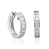 41 AMpEbidL. SL160  Certified 14k White Gold Hoop Huggies Diamond Earrings (GH, SI I, 0.50 carat)