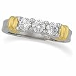 14K Two-Tone Gold Diamond Three Stone Ring - 0.75 Ct.