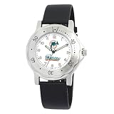 NFL Men's DO20010 Miami Dolphins Team Player Black Leather Watch