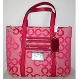 Coach Poppy Blocked Op Art Glam Tote Fuschia