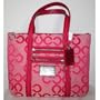 Coach Op Art Signature Poppy Glam Shopper Bag Purse Tote 14530 Fuchsia