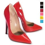 Highest heel Women's HOTTIE 5 1/4 Sexiest Low Cut Pump with Contrasting Soles Two-Tone High Heel