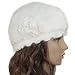 Super Soft Angora Classic Flower Ruffle Laciness Knitted Beanie Cap Hat - White