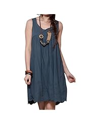 Sexy Shift Belted Linen Sleeveless  Dress