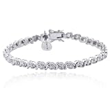 Platinum Plated Sterling Silver Genuine Diamond Accent Flip Flop Charm Bracelet, 7.25