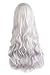 MapofBeauty Silver White Long Curly Cosplay Wig Costume Wigs
