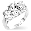 Triplet Ovaline Anniversary Ring with Clear Czs - Size: 5-10
