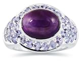 Platinum Plated Amethyst and Tanzanite Ring