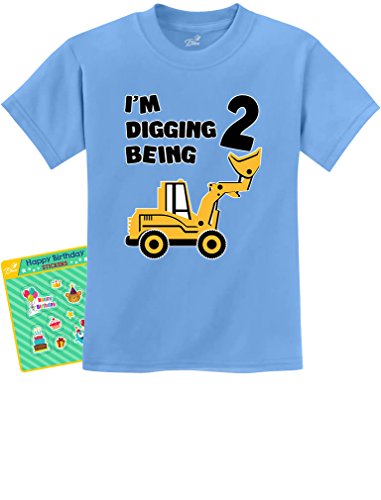 2nd Birthday Bulldozer Construction Party 2 Years Old Boy Toddler Kids T-Shirt