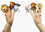 12 Safari Zoo Animal Finger Puppets
